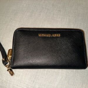 Michael Kors Black and Gold Wristlet